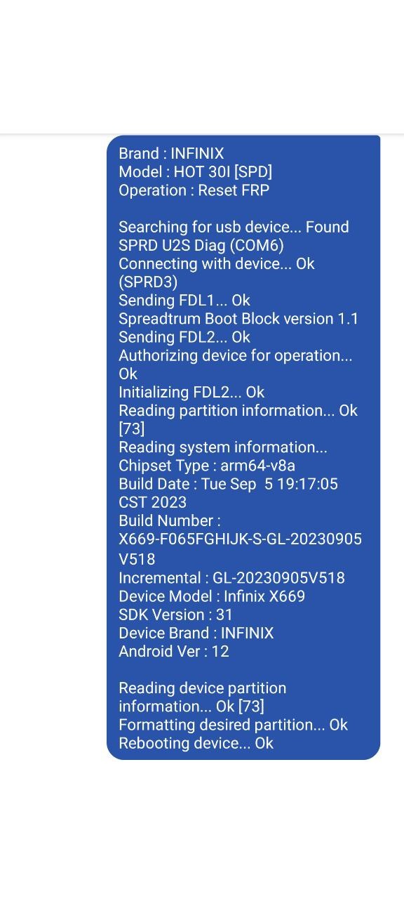 INFINIX HOT 30I X669 SPD FRP REMOTE